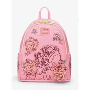 Loungefly Disney Beauty & The Beast Pink Roses Backpack NWT